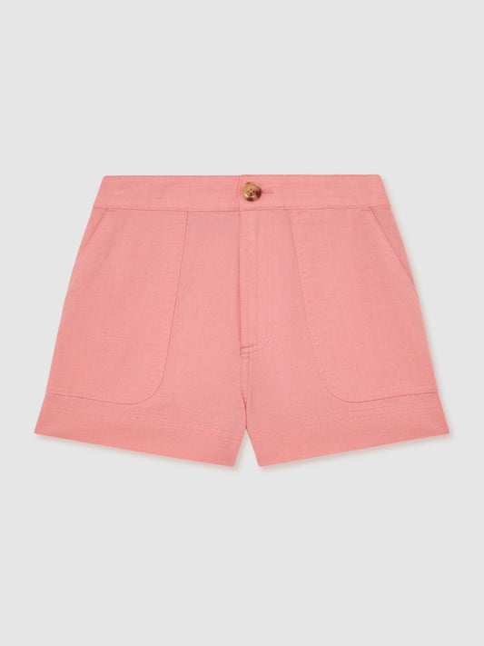 Reiss Coral Pink Alex 3-9 yrs Cotton-Linen Shorts image 1