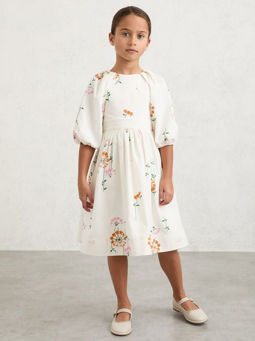 Reiss Multi Print Mae 3-9 yrs Floral-Print Tie-Back Midi Dress image 1