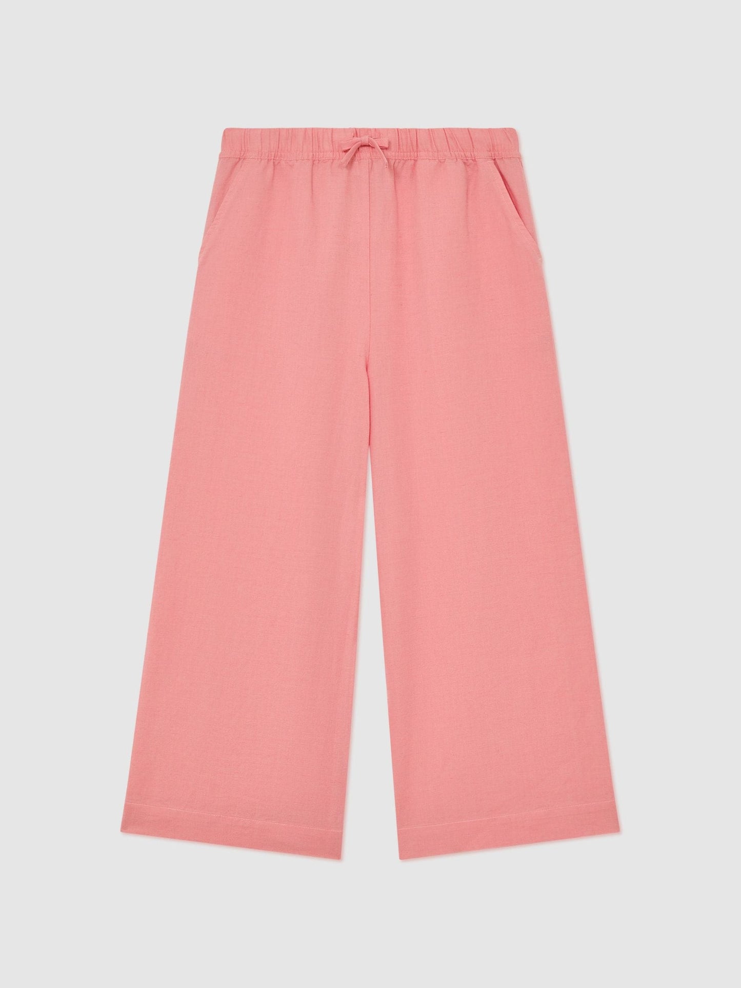 Reiss Coral Pink Cleo 3-9 yrs Cotton-Linen Drawstring Trousers image 1