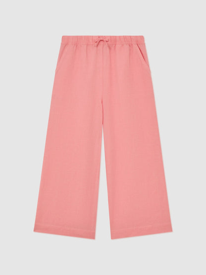 Reiss Coral Pink Cleo 3-9 yrs Cotton-Linen Drawstring Trousers image 1