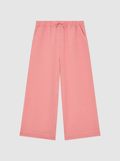 Reiss Coral Pink Cleo 3-9 yrs Cotton-Linen Drawstring Trousers image 1