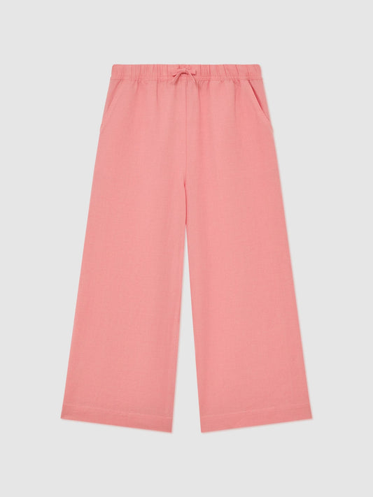 Reiss Coral Pink Cleo 3-9 yrs Cotton-Linen Drawstring Trousers image 1