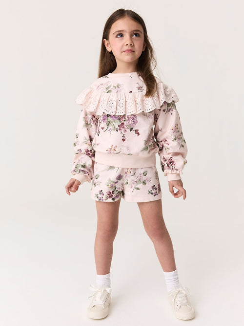 Laura Ashley Light Pink Fairthorne Frill Top and Shorts Sweat Set image 1