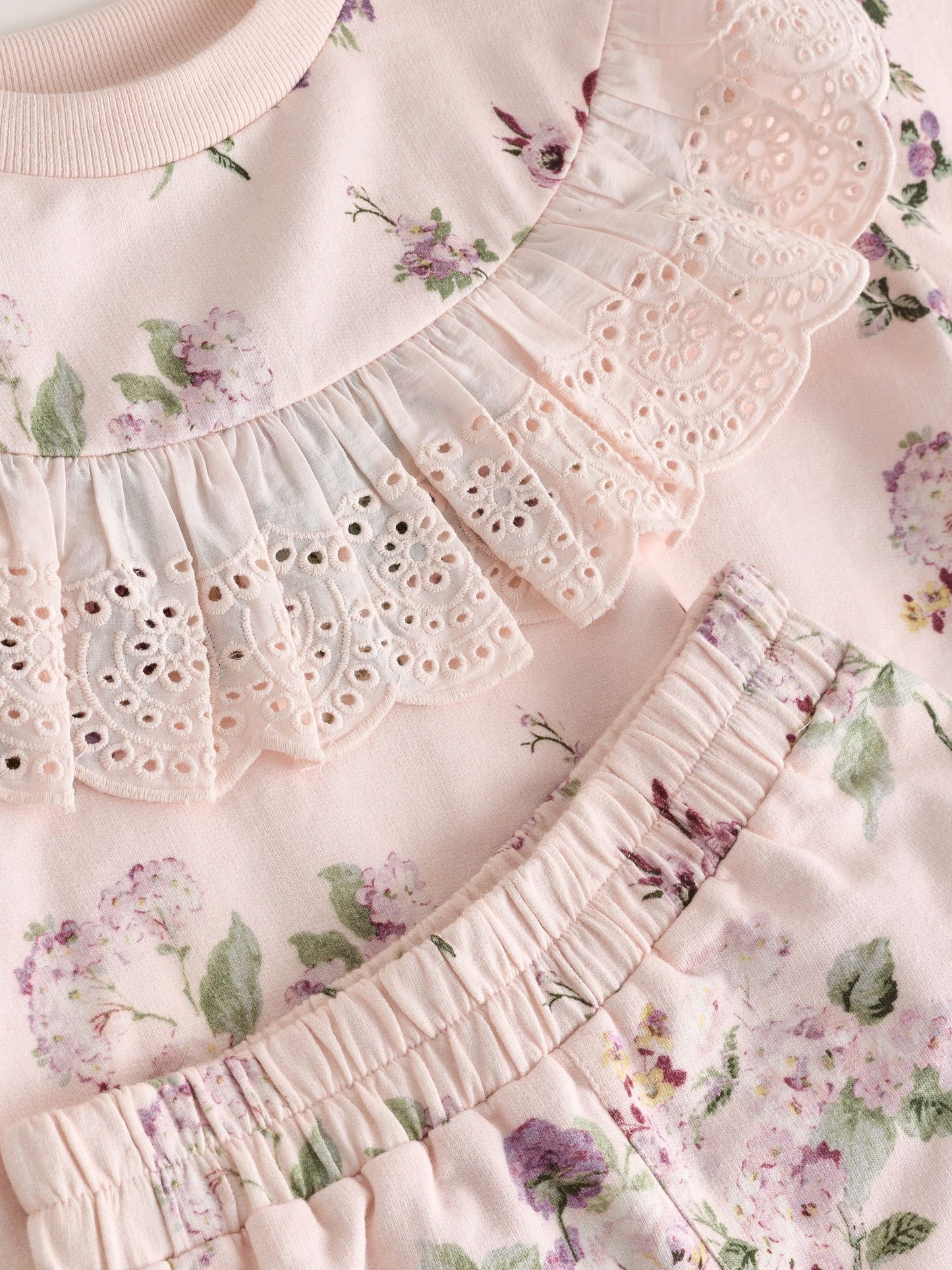 Laura Ashley Light Pink Fairthorne Frill Top and Shorts Sweat Set image 10