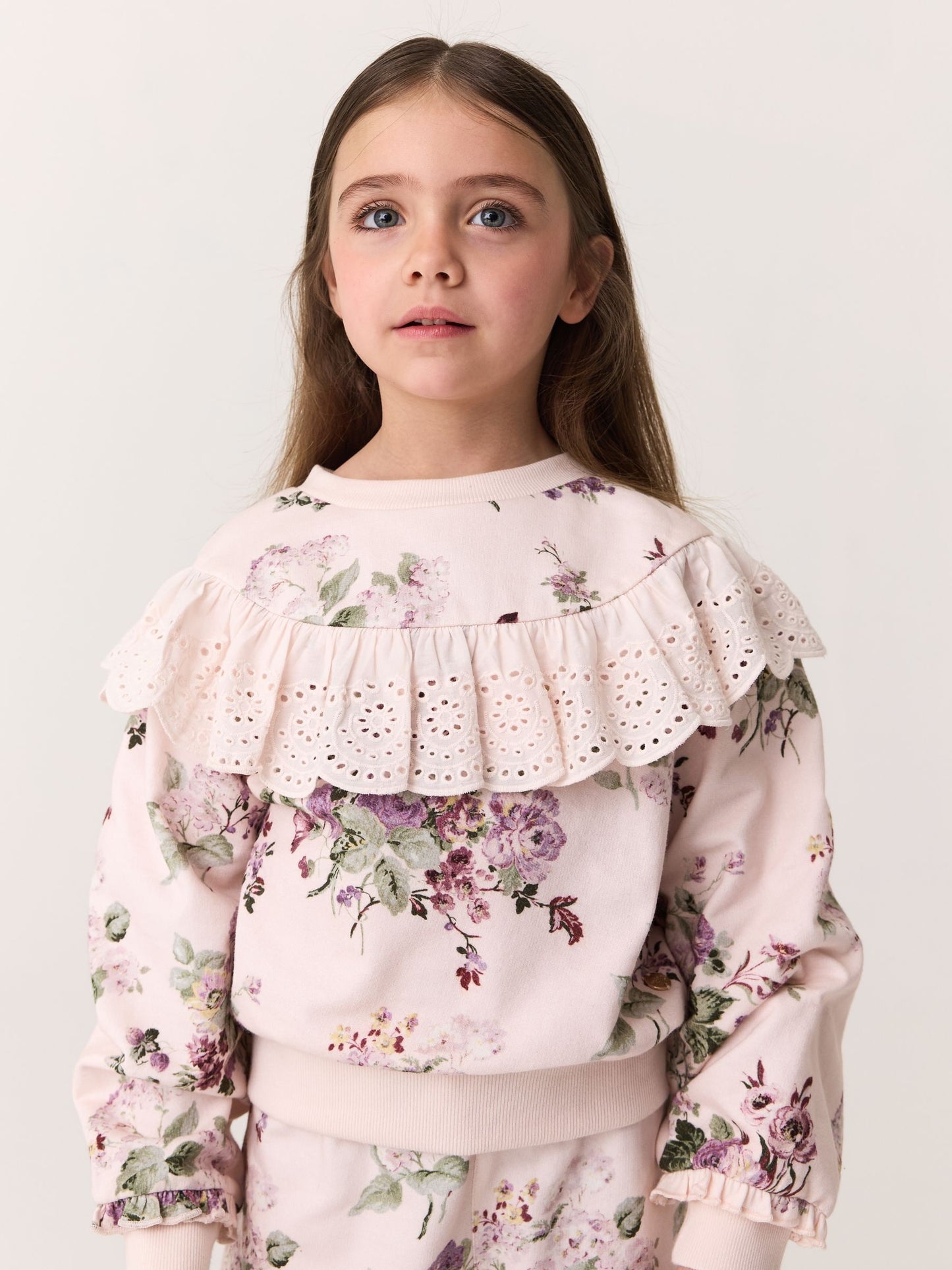 Laura Ashley Light Pink Fairthorne Frill Top and Shorts Sweat Set image 2