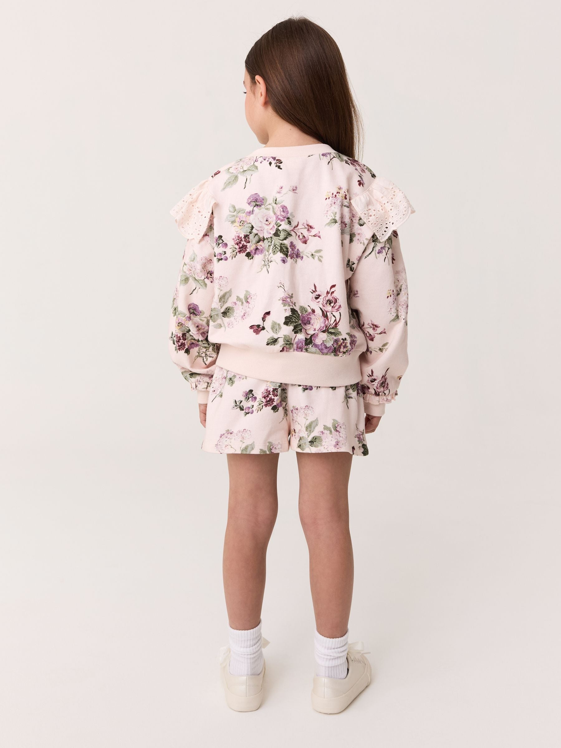 Laura Ashley Light Pink Fairthorne Frill Top and Shorts Sweat Set image 4