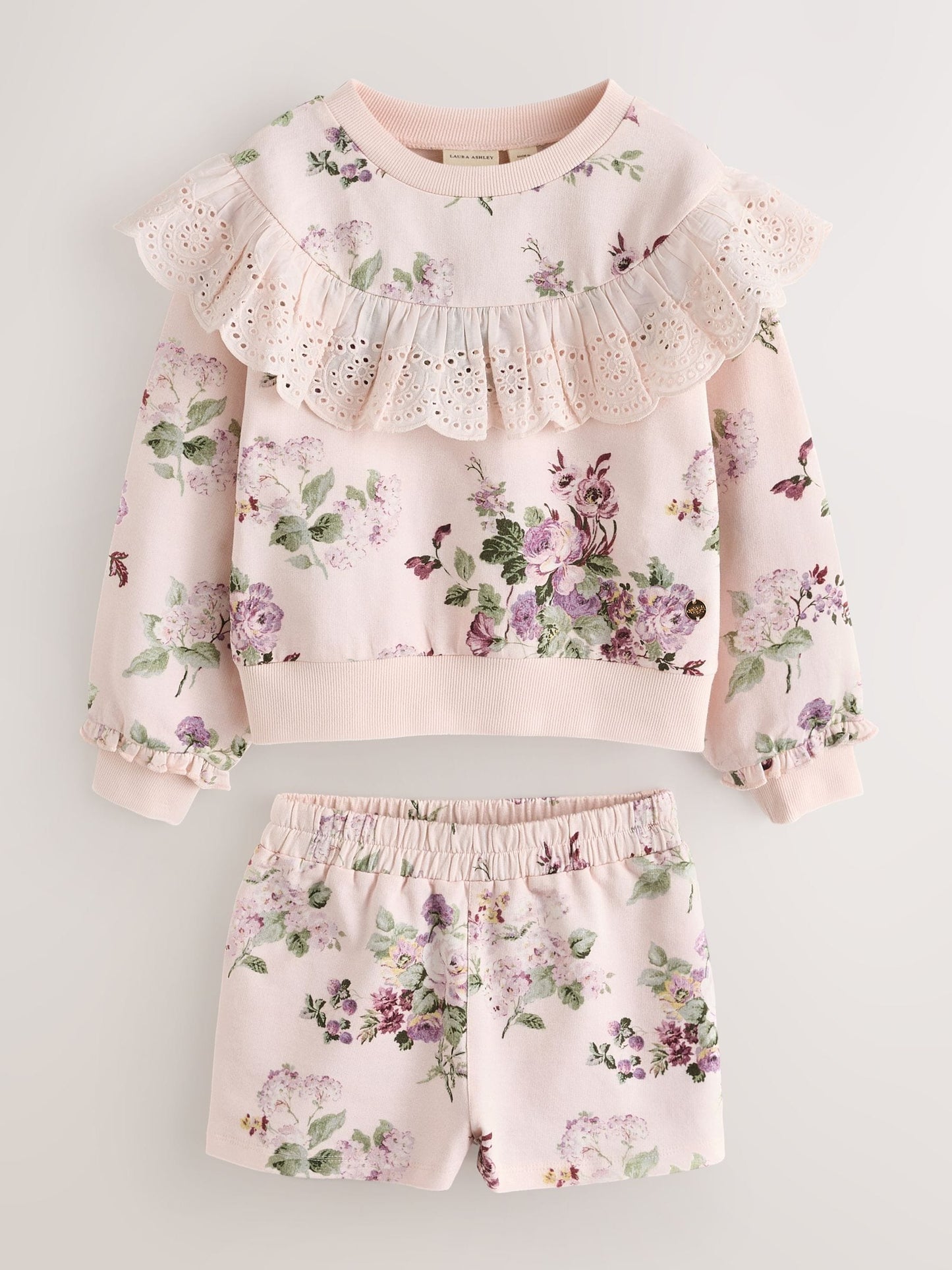 Laura Ashley Light Pink Fairthorne Frill Top and Shorts Sweat Set image 8