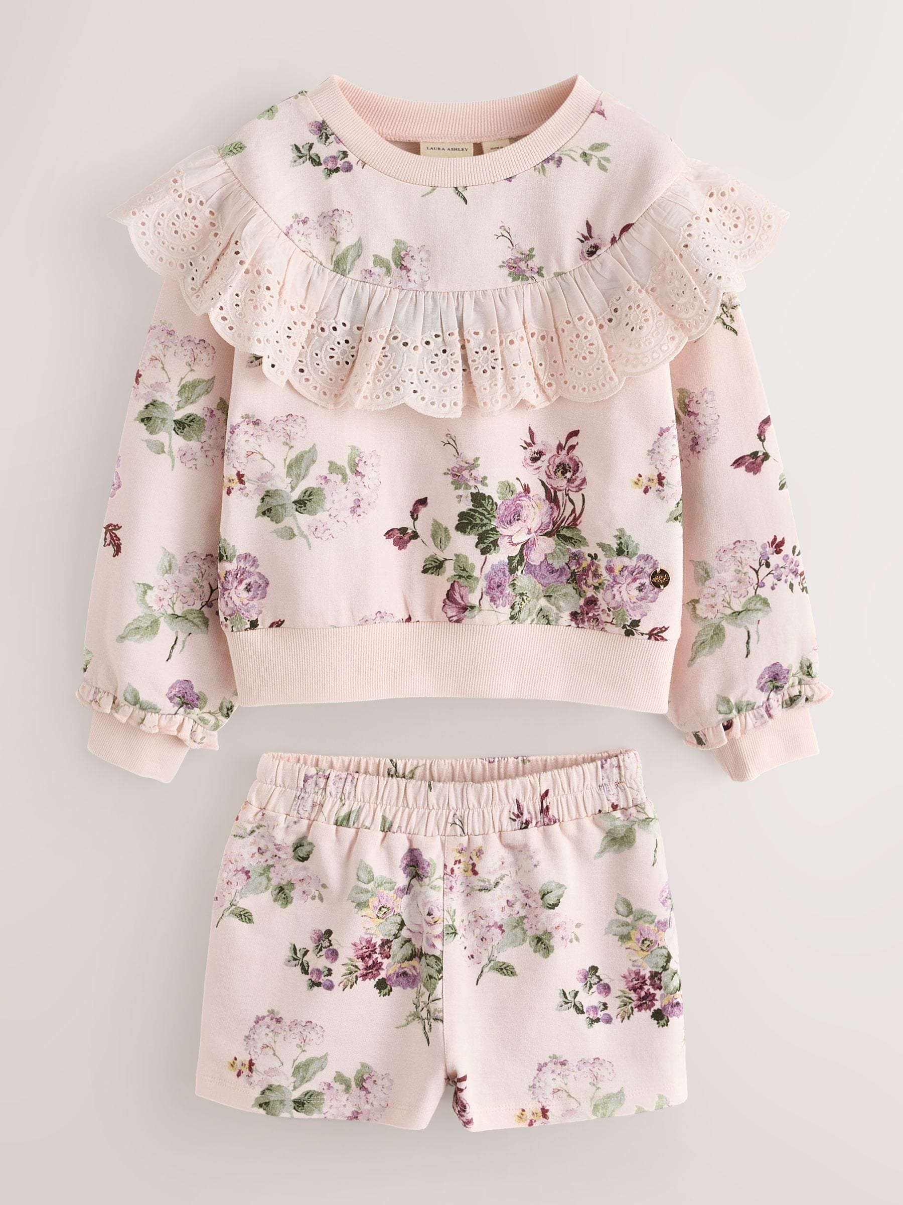 Laura Ashley Light Pink Fairthorne Frill Top and Shorts Sweat Set image 8