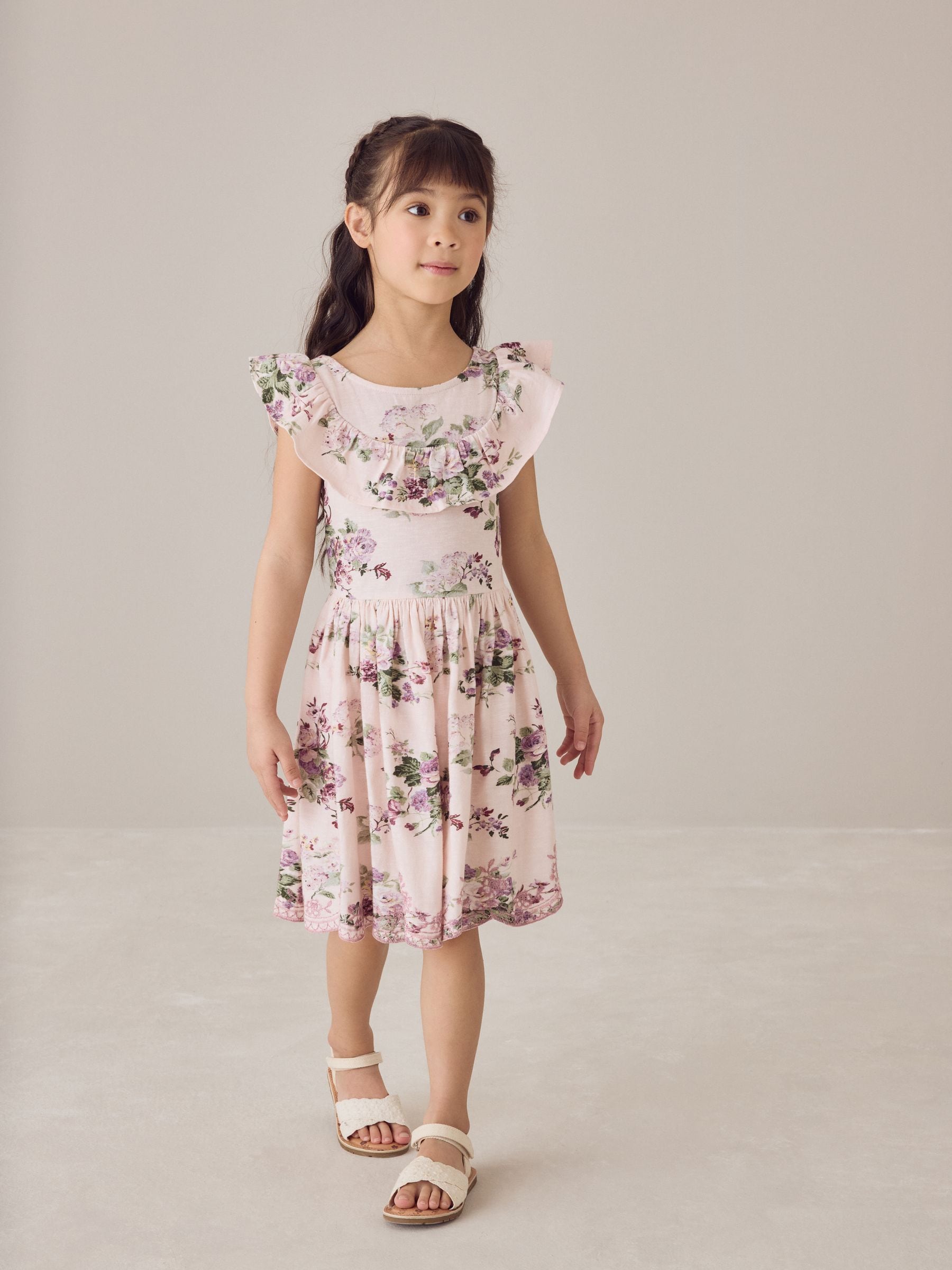 Laura Ashley Light Pink Fairthorne Frill Jersey Dress image 1