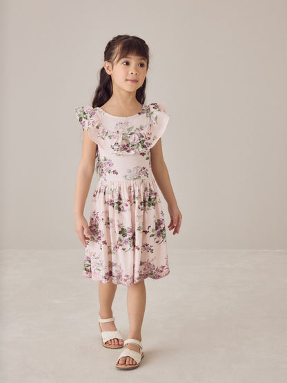 Laura Ashley Light Pink Fairthorne Frill Jersey Dress image 1