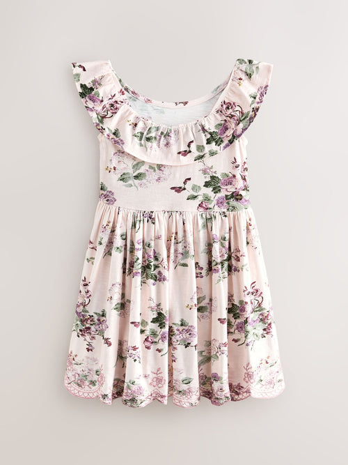 Dsiney Kidz - Laura Ashley Light Pink Fairthorne Frill Jersey Dress image 1