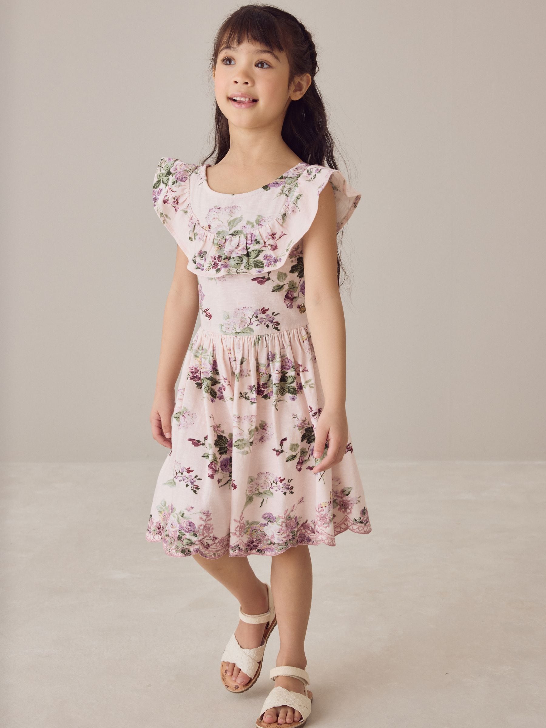 Laura Ashley Light Pink Fairthorne Frill Jersey Dress image 2