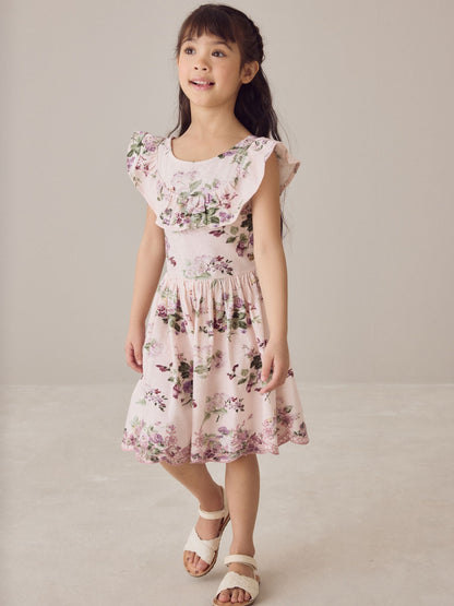 Laura Ashley Light Pink Fairthorne Frill Jersey Dress image 2