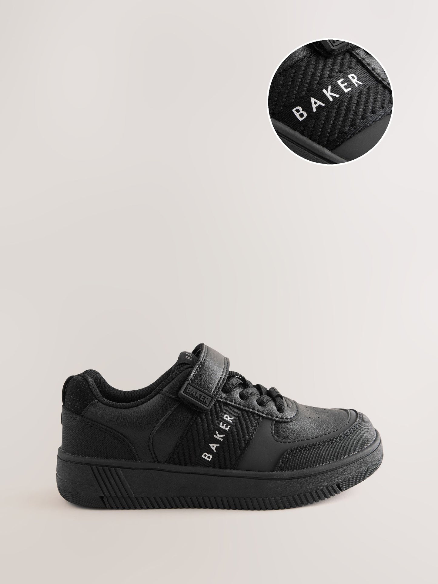 Baker by Ted Baker Back to School Black Tape Logo Elasticated Lace Trainers image 1