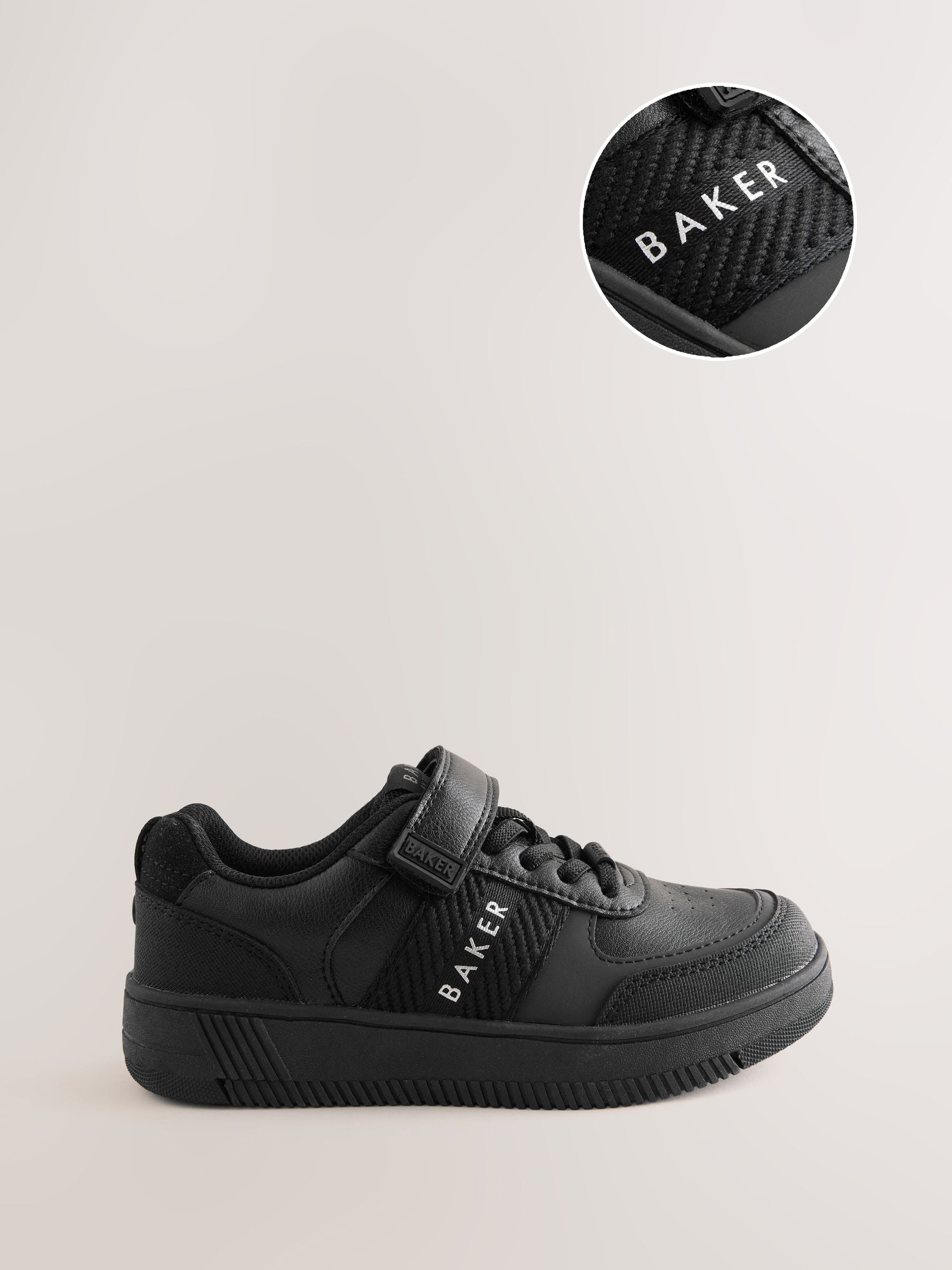 Baker by Ted Baker Back to School Black Tape Logo Elasticated Lace Trainers image 1