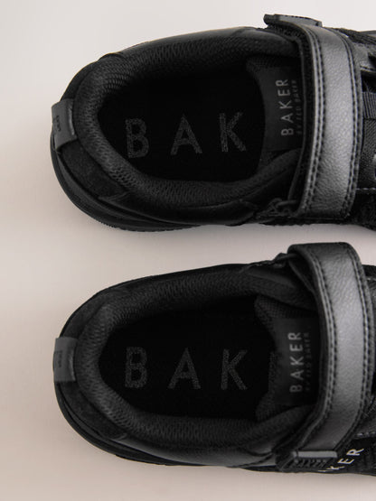 Baker by Ted Baker Back to School Black Tape Logo Elasticated Lace Trainers image 6