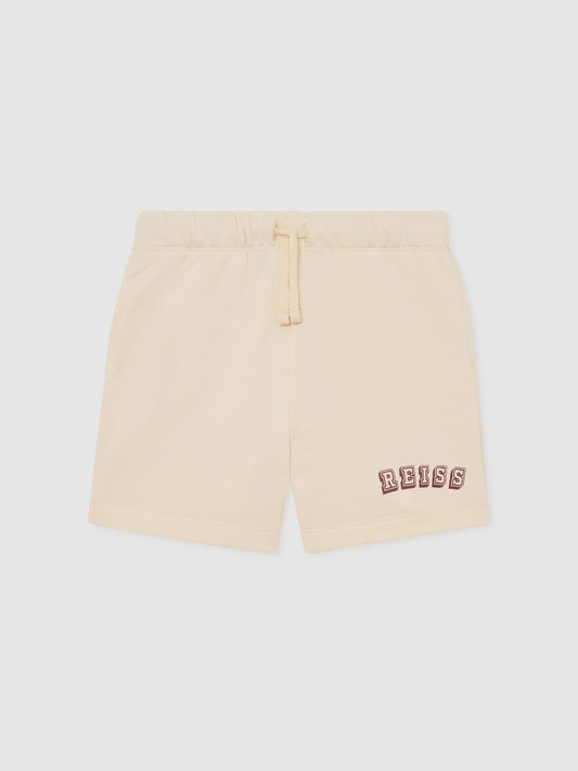 Reiss Off White/Brick Swinley 13-14 yrs Cotton Logo Drawstring Shorts image 1