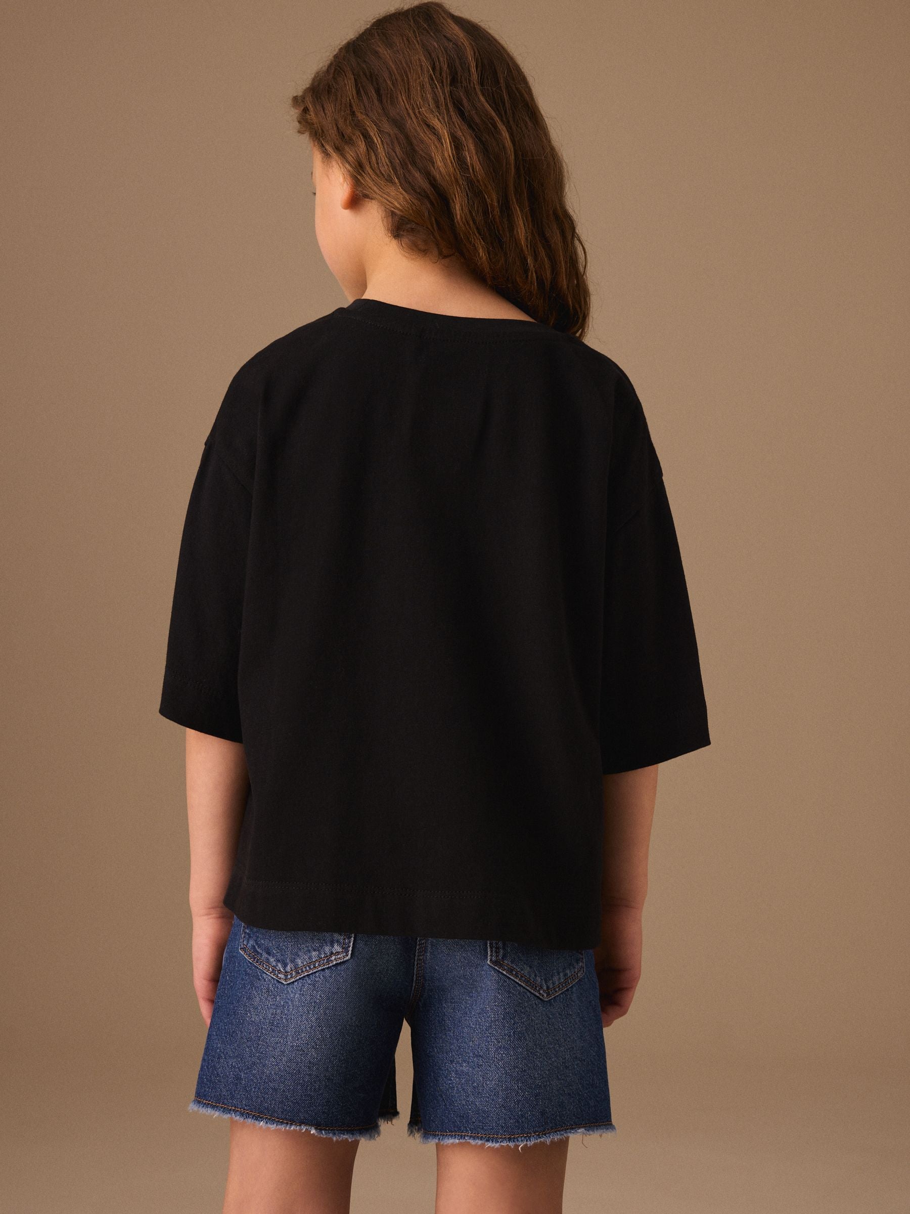 Dsiney Kidz - Black Flower Oversized Boxy Sequin T-Shirt (3-16yrs) image 2