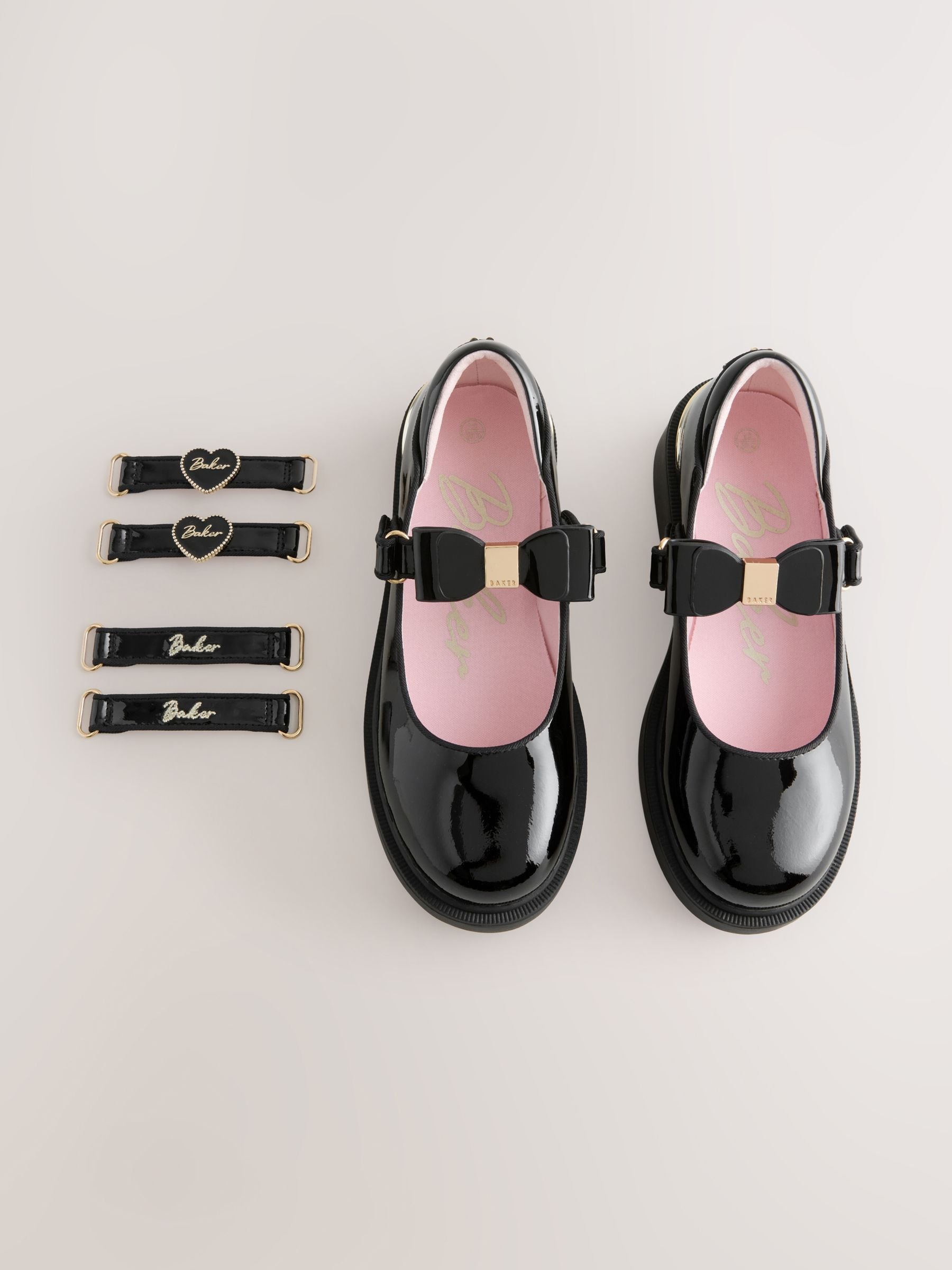 Baker by Ted Baker Back to School Patent Multiple Straps Chunky Mary Jane Black Shoes image 1