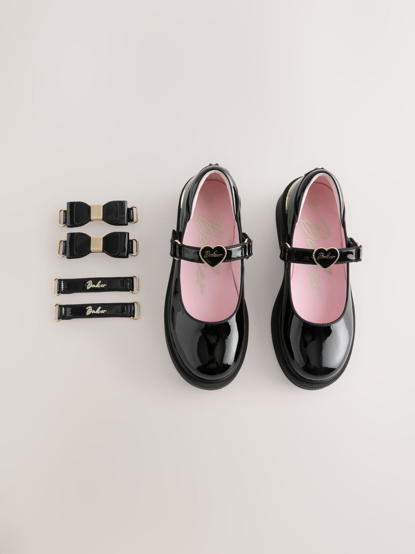 Baker by Ted Baker Back to School Patent Multiple Straps Chunky Mary Jane Black Shoes image 3
