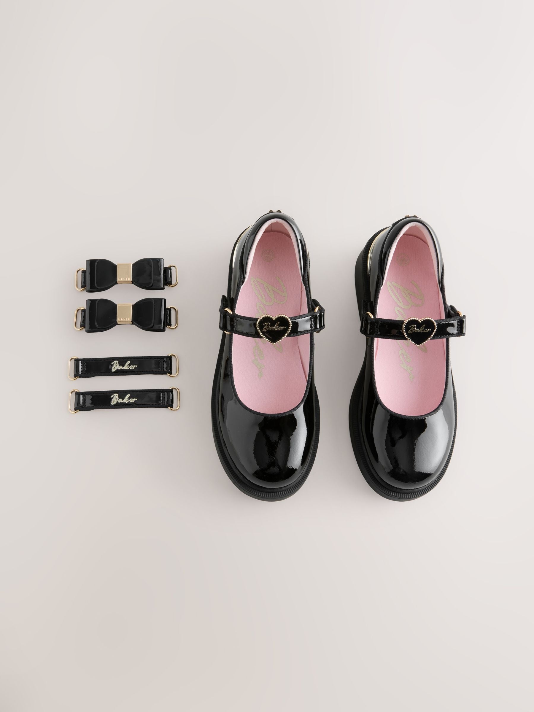 Baker by Ted Baker Back to School Patent Multiple Straps Chunky Mary Jane Black Shoes image 3