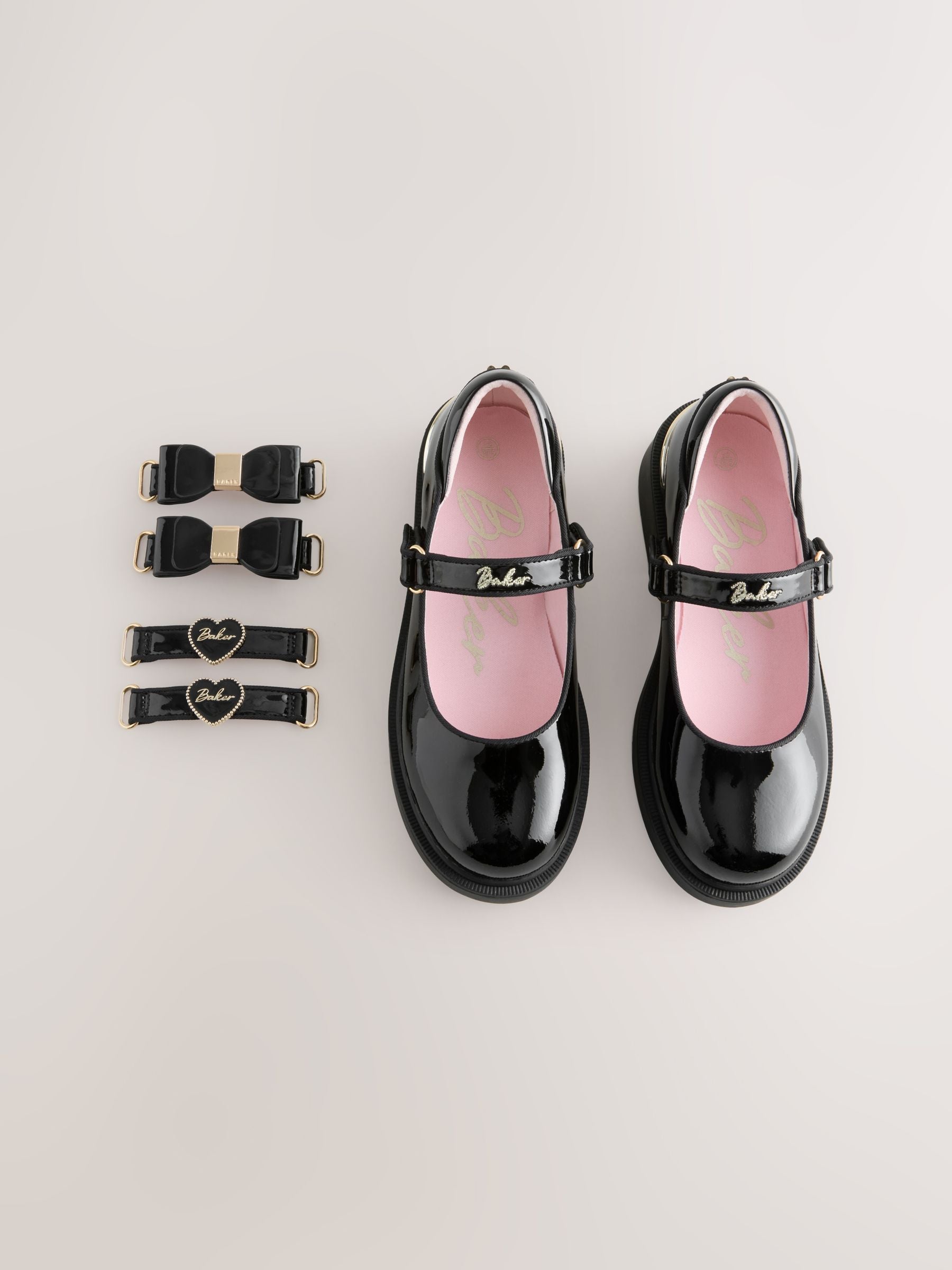 Baker by Ted Baker Back to School Patent Multiple Straps Chunky Mary Jane Black Shoes image 4