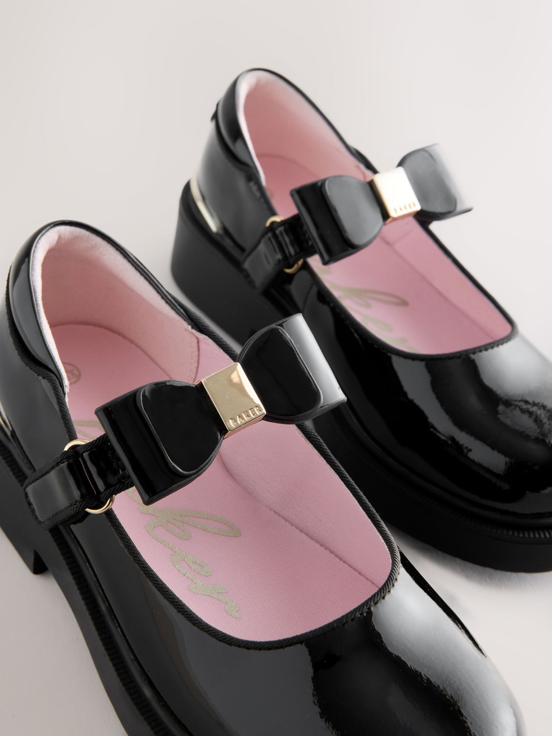 Baker by Ted Baker Back to School Patent Multiple Straps Chunky Mary Jane Black Shoes image 6