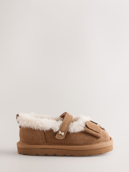 Dsiney Kidz - Baker by Ted Baker Faux Fur Lined Slipper Mary Jane Shoes with Bow image 2