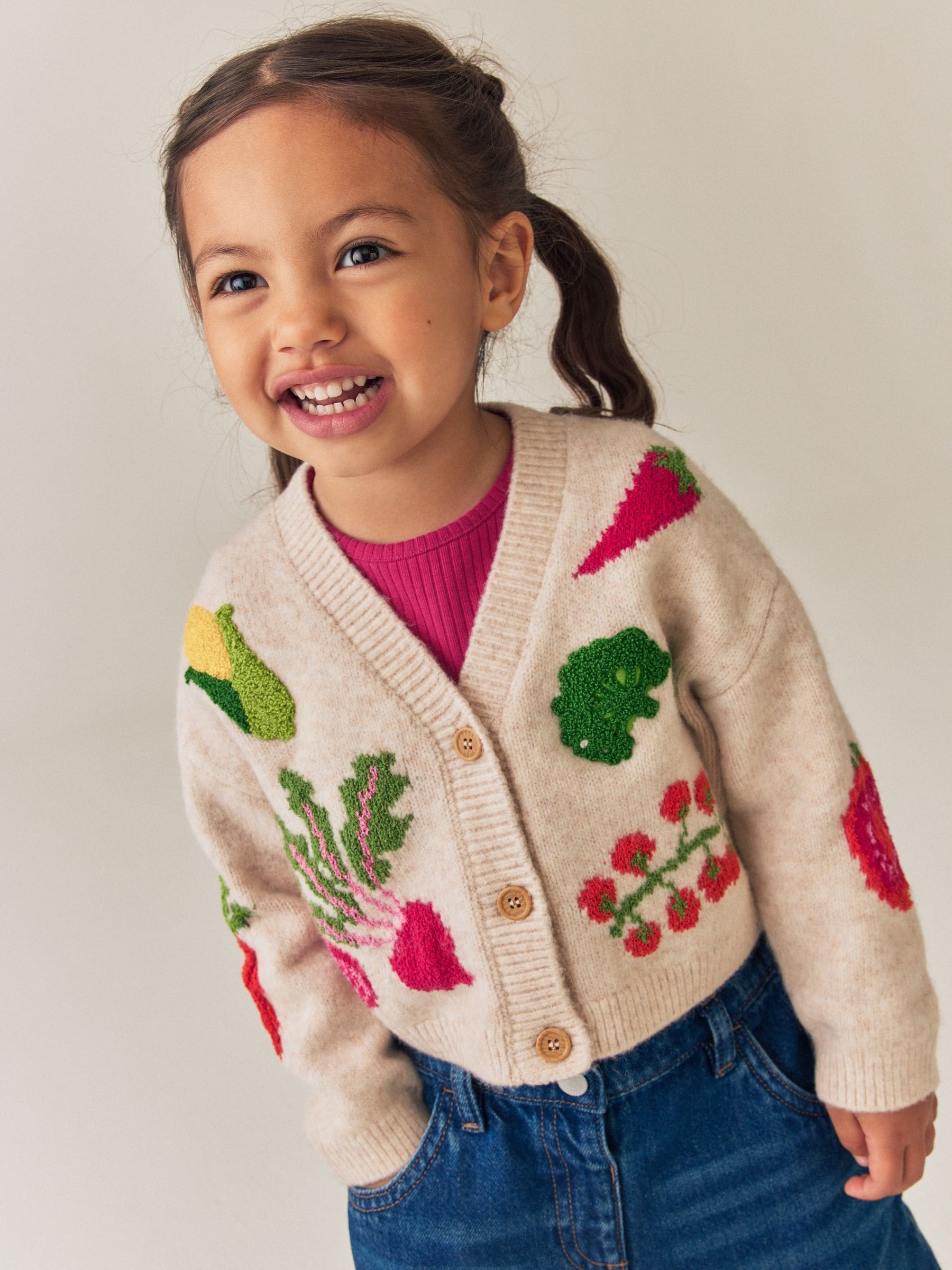 Dsiney Kidz - Vegetable Embroidered V-Neck Cardigan (3mths-7yrs) image 1