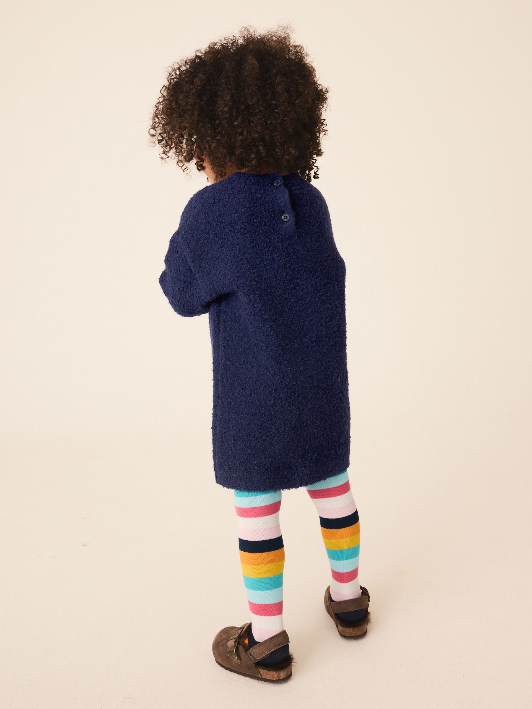 Dsiney Kidz - Navy Rainbow Spot Knitted Jumper Dress And Tights Set (3mths-7yrs) image 3