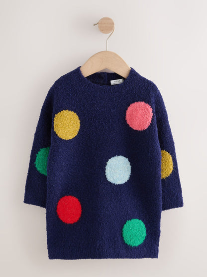 Dsiney Kidz - Navy Rainbow Spot Knitted Jumper Dress And Tights Set (3mths-7yrs) image 6