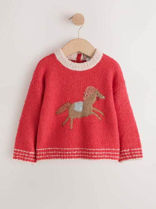 Dsiney Kidz - Red Horse Boxy Jumper (3mths-7yrs) image 1