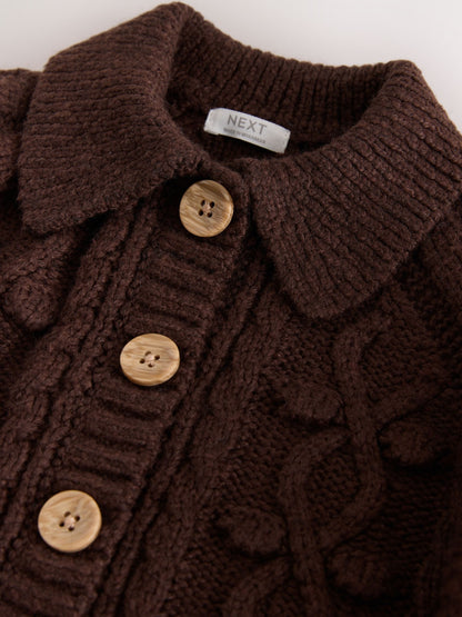 Dsiney Kidz - Chocolate Brown Chunky Bobble Cardigan (3mths-10yrs) image 4