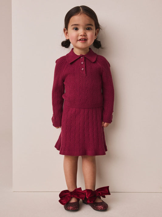 Berry Red Collared Jumper And Skirt Set (3mths-7yrs) image 1