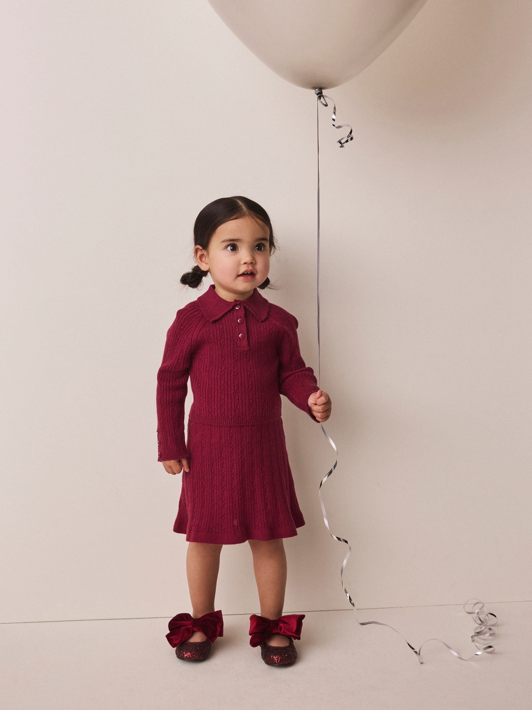 Berry Red Collared Jumper And Skirt Set (3mths-7yrs) image 2