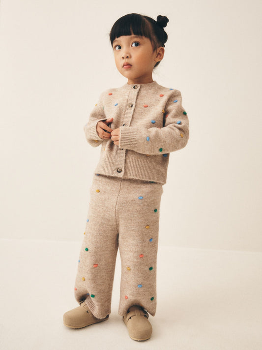 Oatmeal Rainbow Spot Cardigan and Trousers Set (3mths-7yrs) image 2