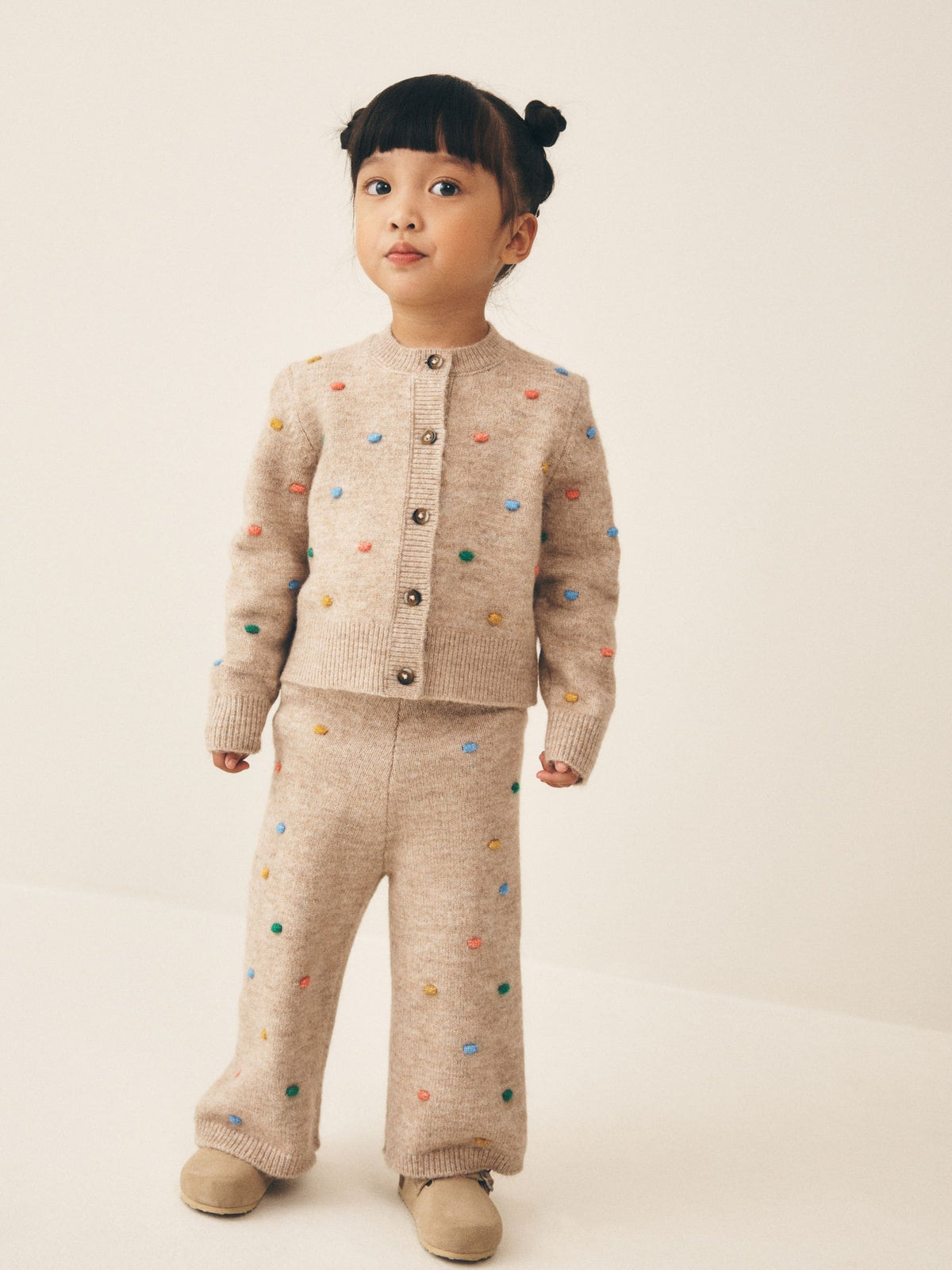 Oatmeal Rainbow Spot Cardigan and Trousers Set (3mths-7yrs) image 1