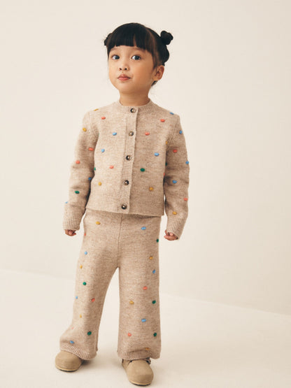 Oatmeal Rainbow Spot Cardigan and Trousers Set (3mths-7yrs) image 1