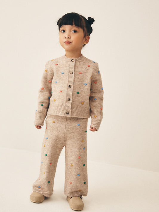 Oatmeal Rainbow Spot Cardigan and Trousers Set (3mths-7yrs) image 1