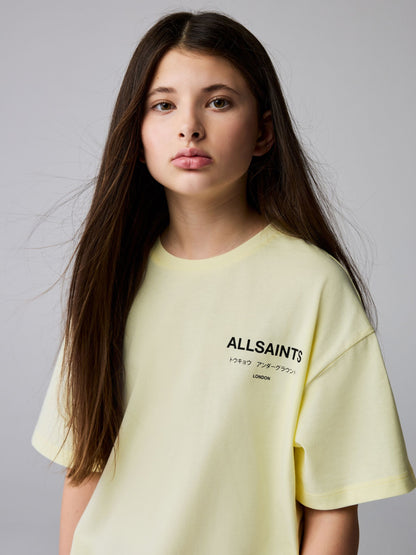 Dsiney Kidz - smALLSAINTS Light Yellow Oversized Underground Crew Neck T-Shirt image 5