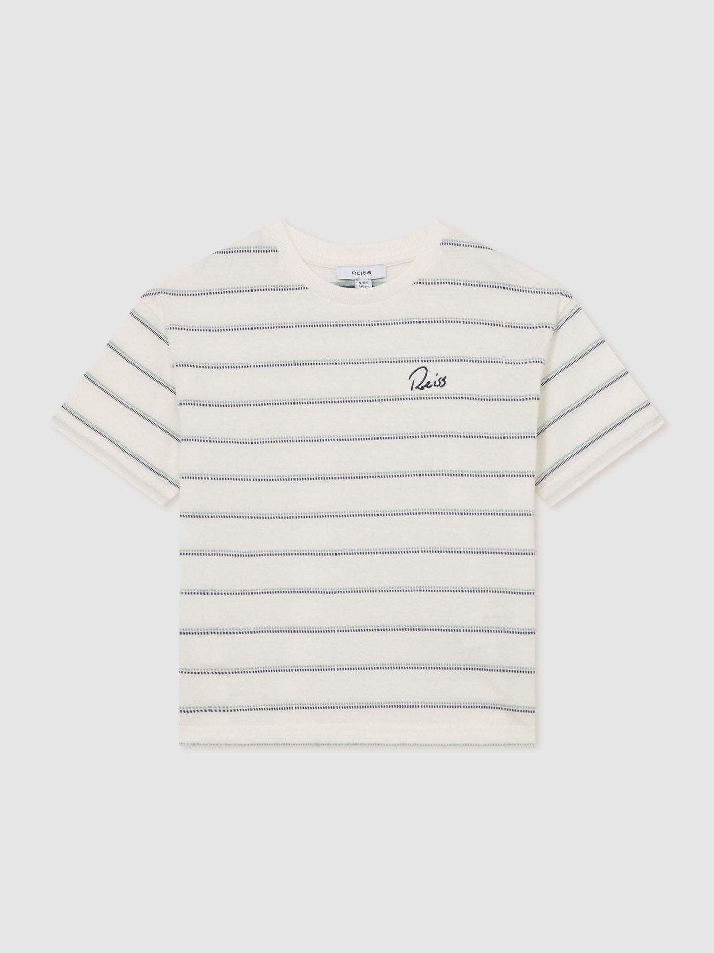 Reiss White Verdi 9-13 yrs Cotton Stripe Logo-Embroidered T-Shirt image 2