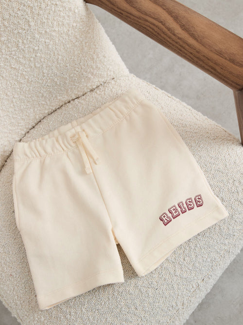 Reiss Off White/Brick Swinley 3-9 yrs Cotton Logo Drawstring Shorts image 1