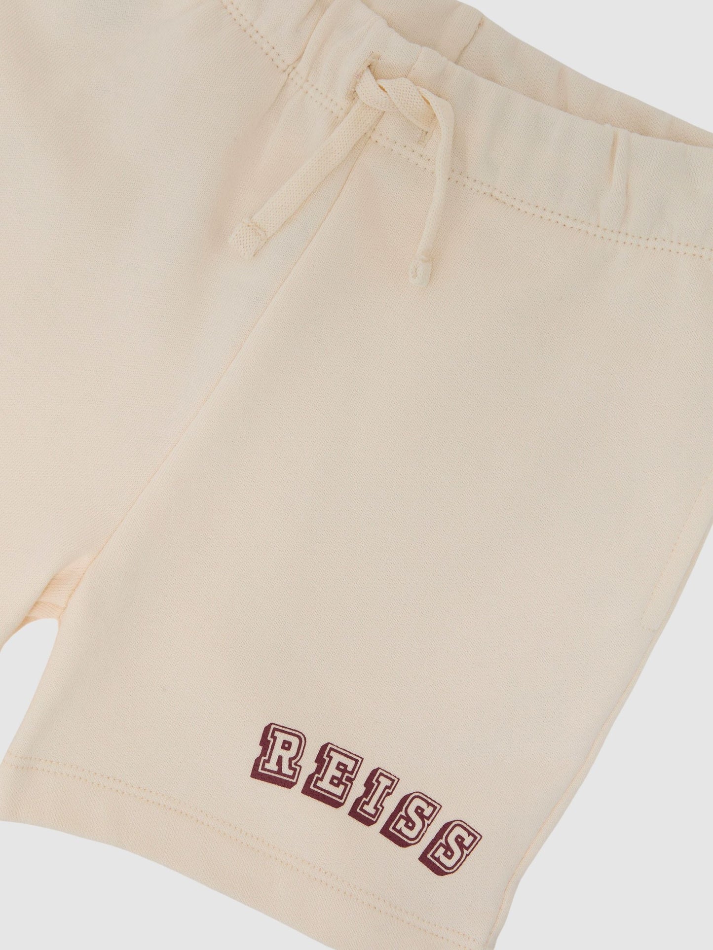 Reiss Off White/Brick Swinley 3-9 yrs Cotton Logo Drawstring Shorts image 3