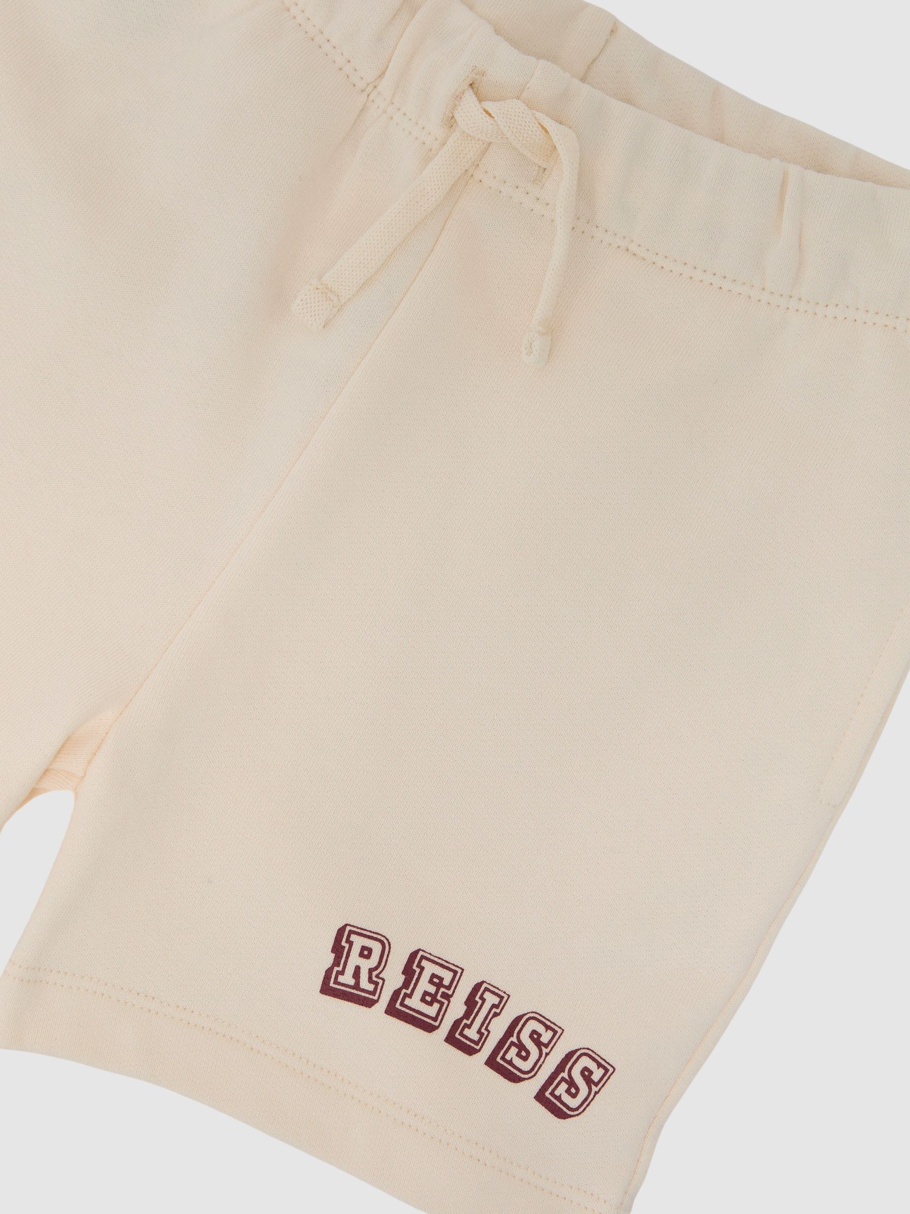 Reiss Off White/Brick Swinley 3-9 yrs Cotton Logo Drawstring Shorts image 3
