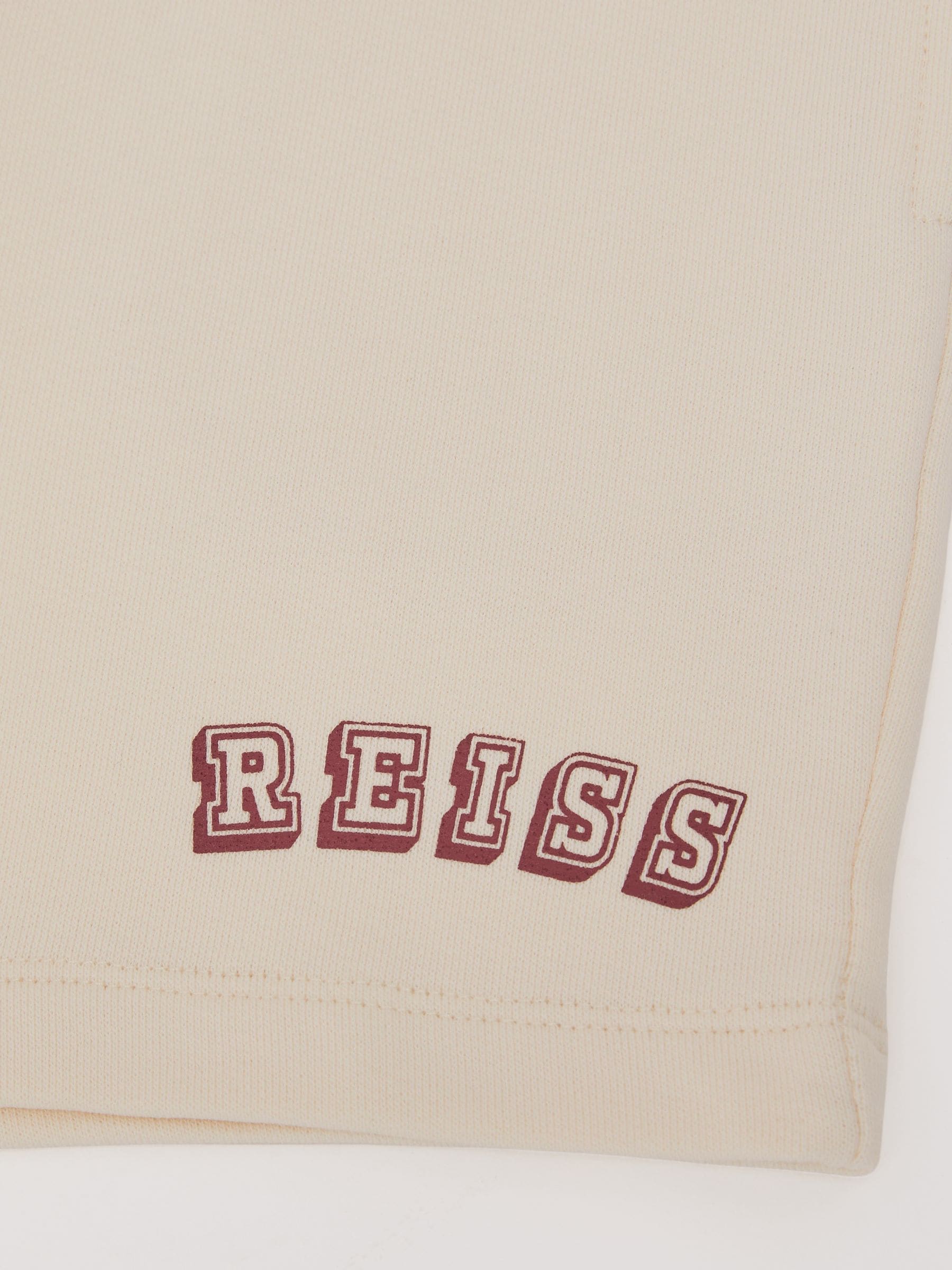 Reiss Off White/Brick Swinley 3-9 yrs Cotton Logo Drawstring Shorts image 4