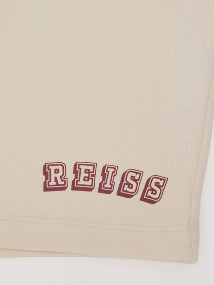 Reiss Off White/Brick Swinley 3-9 yrs Cotton Logo Drawstring Shorts image 4