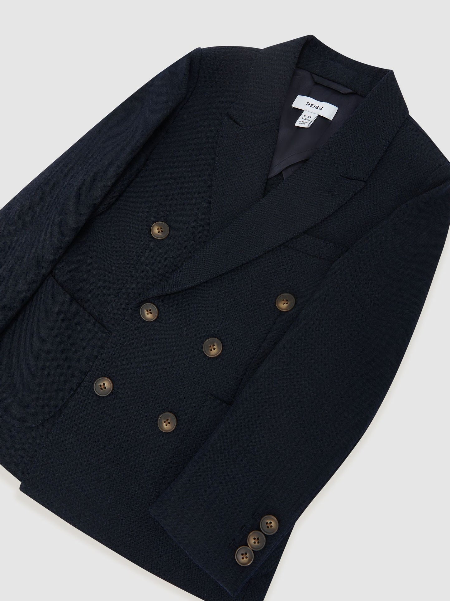 Reiss Navy Belmont J 3-9 yrs Double-Breasted Textured Blazer With Wool image 3