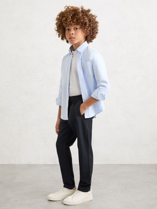 Reiss Navy Brighton 9-13 yrs Slim-Fit Pleated Trouser image 1