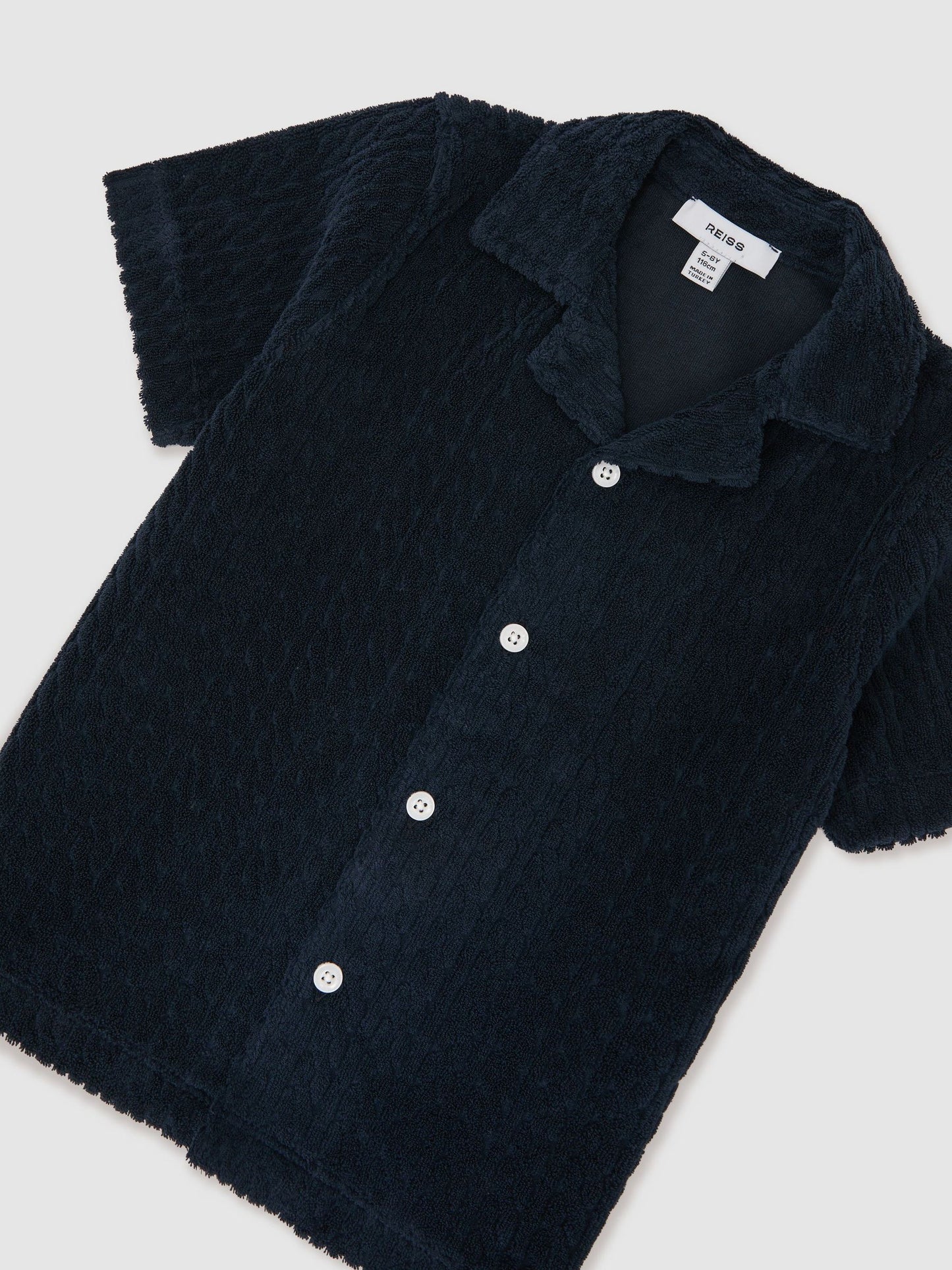 Reiss Navy Shore 3-9 yrs Towelling Cuban-Collar Shirt image 3