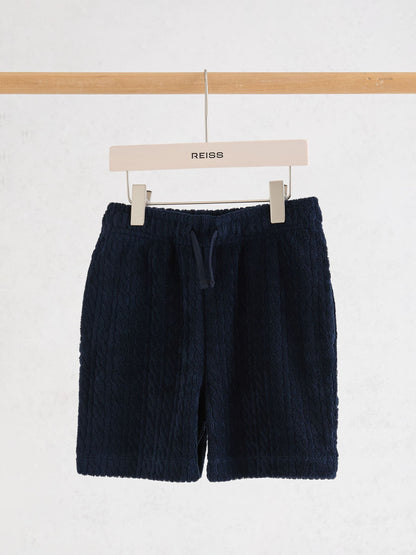 Reiss Navy Tide 3-9 yrs Towelling Drawstring Shorts image 2